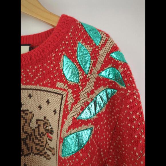 [SOLD] RARE SS18 GUCCI Men's Sz S Red Flying Tiger Crest Wool Sweater 51169 - Picture 2 of 11
